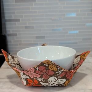 Bowl Cozy Reversible with Tropical Floral Pattern 100% Cotton